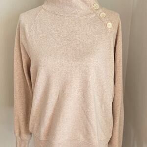 J. Crew tan sweatshirt button neck medium
